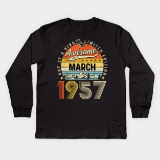 Awesome Since March 1957 Vintage 66th Birthday Kids Long Sleeve T-Shirt